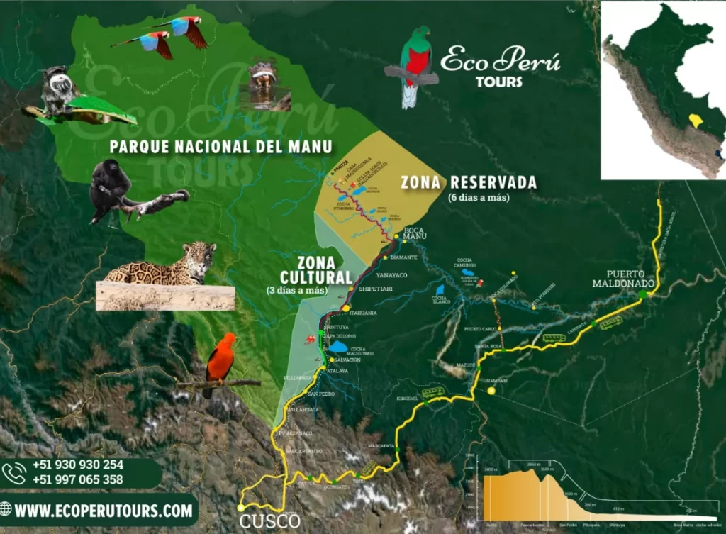 eco peru tours mapa del parque nacional del mau